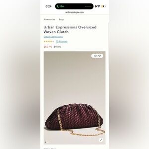 Anthropologie Urban Expressions Oversized Woven Clutch - Burgundy and Gold